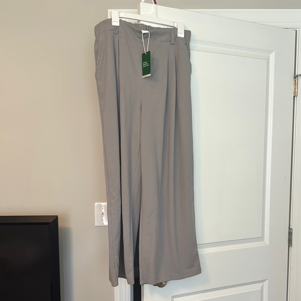 HALARA Gray Dress Pants Flowing Wide-Leg Design